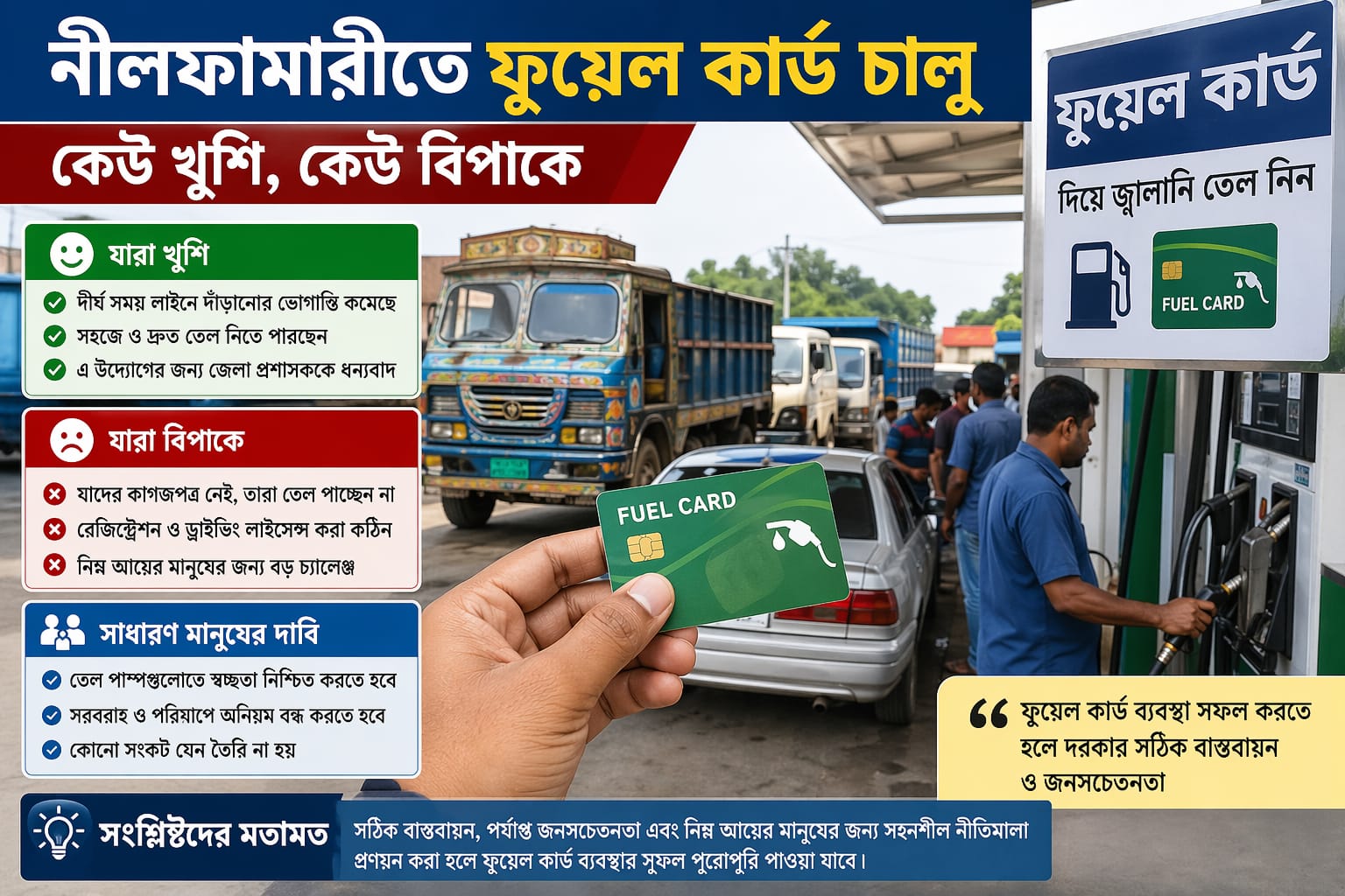 নীলফামারীতে ফুয়েল কার্ড চালু কেউ খুশি, কেউ বিপাকে
